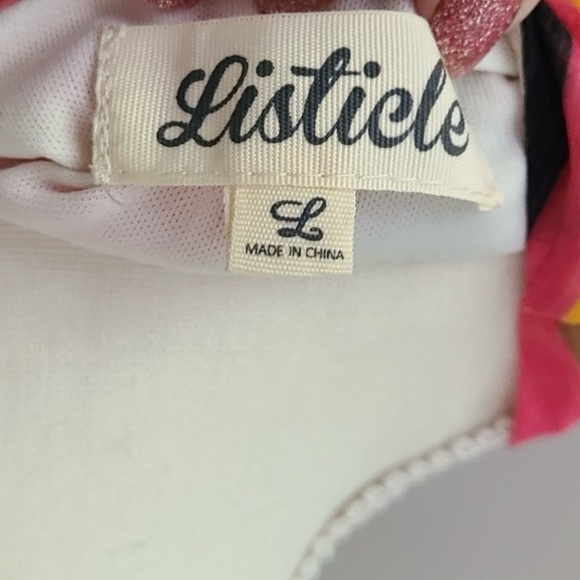 Listicle multi color striped lightweight dress Size Large sundress flowy lined - Picture 6 of 7